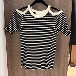 Maeve Striped Black and White Top